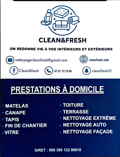 Clean&Fresh - Entreprise De Nettoyage À Domicile Toulouse - Nettoyage Auto - Canapé, Service De Nettoyage à Toulouse