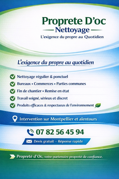 Proprete D'oc Nettoyage, Service De Nettoyage à Montpellier