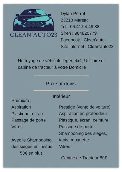 Clean'auto23, Service De Nettoyage à Marsac